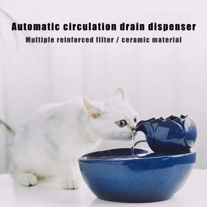 Cat Ceramic Water Fountain Automatic Pet Drinking Fountain Quiet Electric Automatic Circulation System Water Dispenser P7Ding