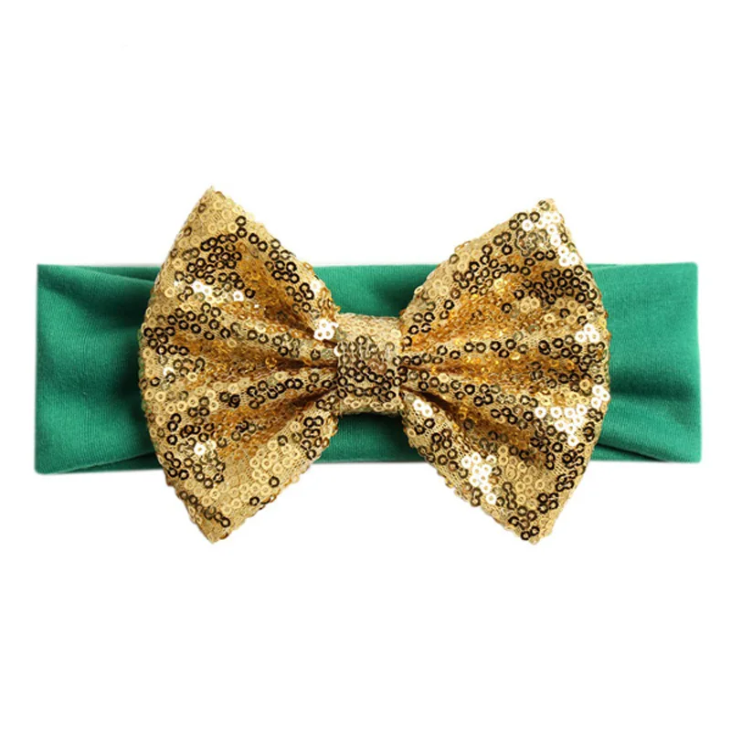 

St Patrick's Day Baby Headbands For girls Hair Accessories Sequins Hair Band Cute Baby Bow Flower Elastic Bow Headwear Kids Gift