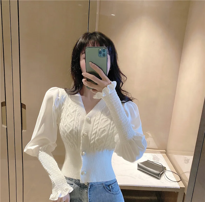 

Ранняя осень, новинка, элегантный облегающий Топ с длинным рукавом, женский кардиган, свитер, наружный костюм