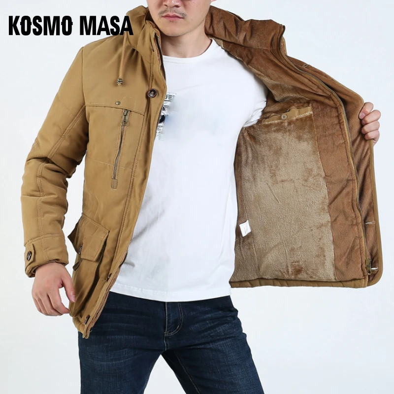 Теплая Флисовая Длинная зимняя куртка KOSMO Mass Мужская водонепроницаемая с