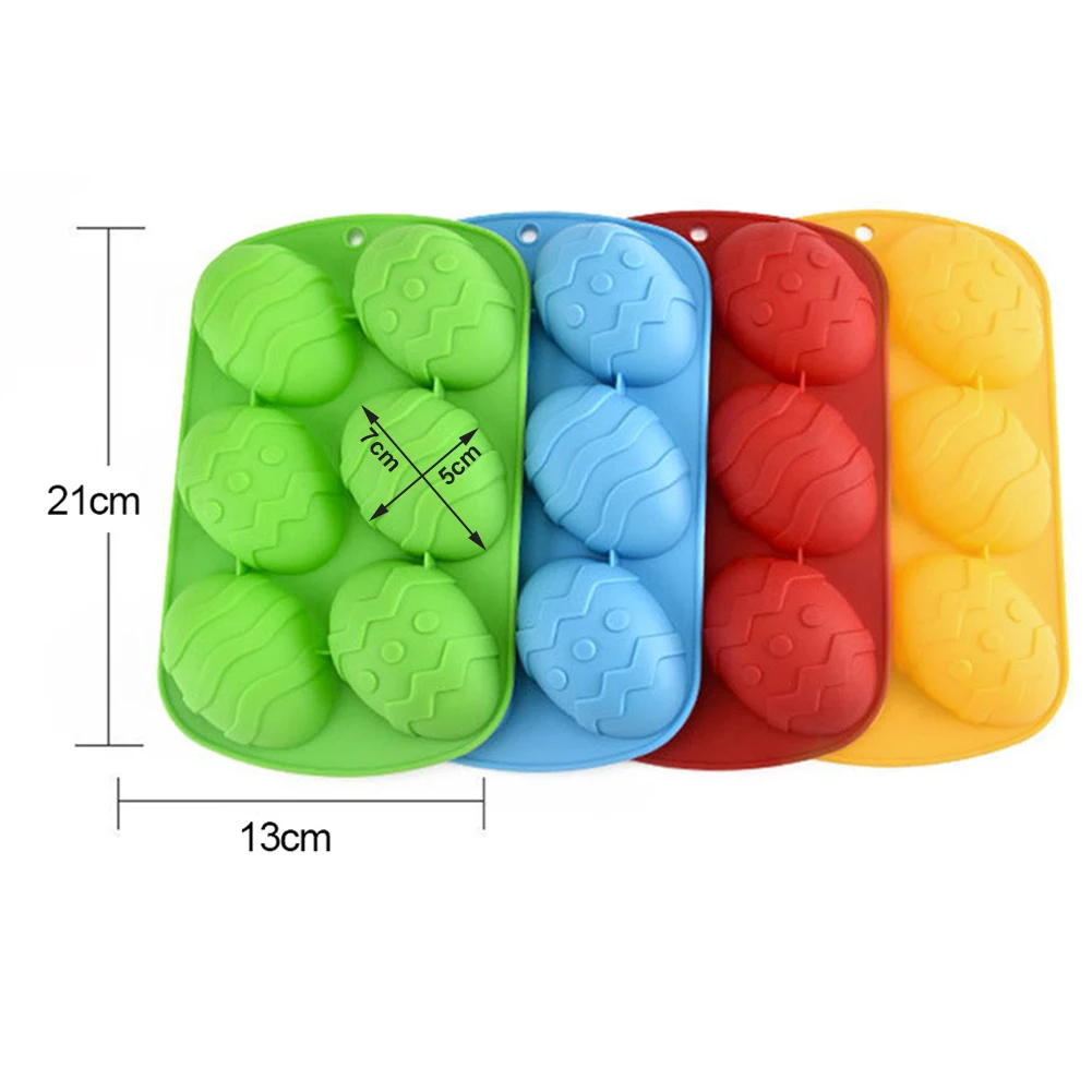 

6-Cavity Easter Egg Shaped Silicone Chocolate Mold DIY Baking Cake Mold Random Color Delivery