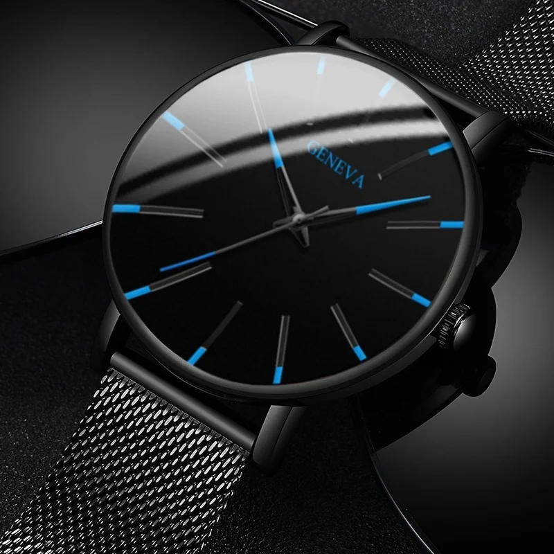 

2021 Minimalist Men's Fashion Ultra Thin Watches Simple Men Business Stainless Steel Mesh Belt Quartz Watch relogio masculino