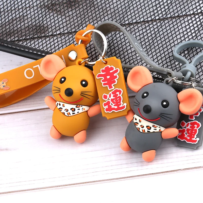 2020 Супер Милые силиконовые брелоки в виде крысы на удачу мультяшная мышь брелок