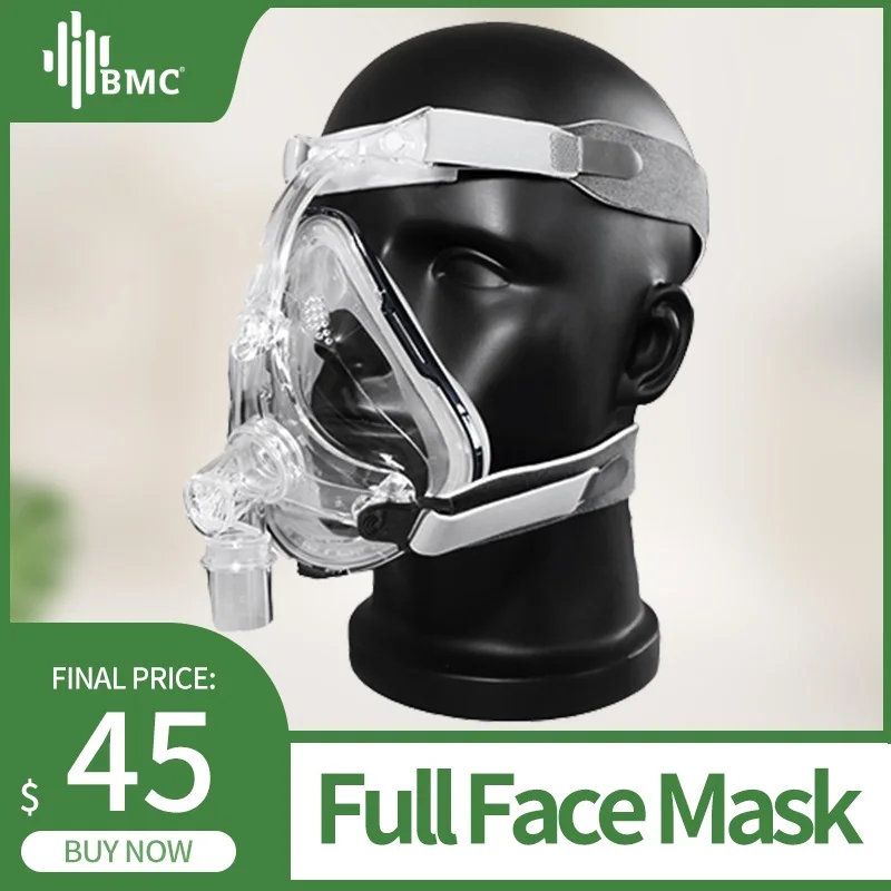 BMC FM1 Full Face Mask Медицинская рото-носовая маска силиконовогогели для терапии храпа с размером S/M/L и держатель перевозка