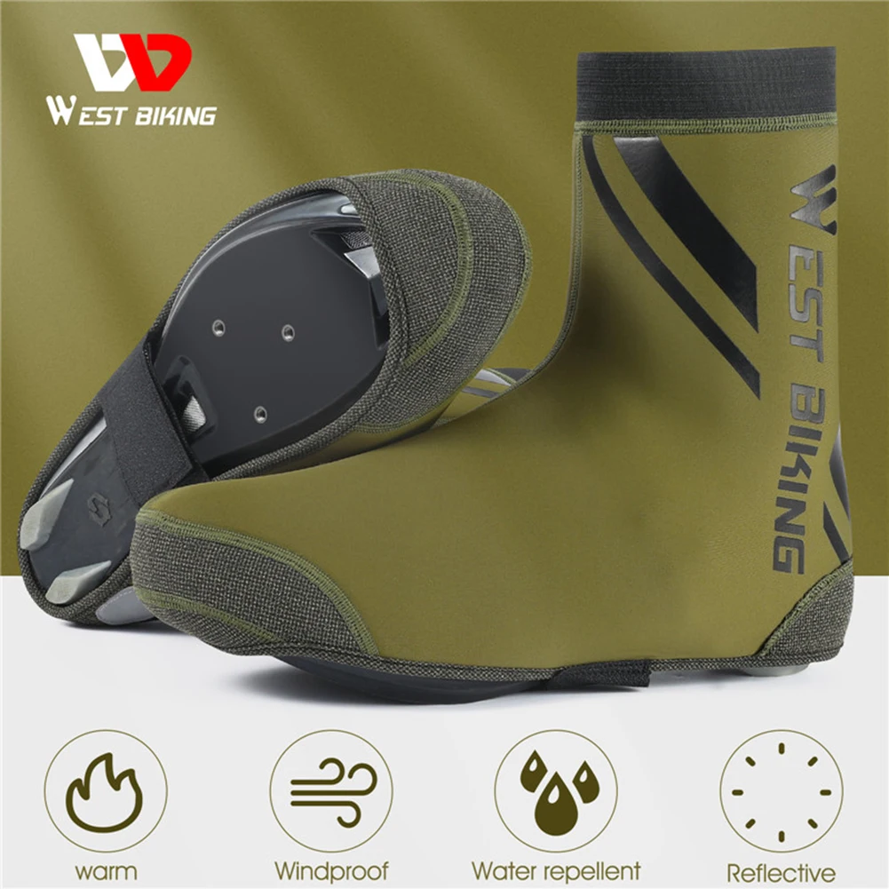 

WEST BIKING Windproof Reflective Warm Bicycle Cycling Shoe Covers Durable Wear-Resistant Dustproof Mountain Road Bike Overshoes