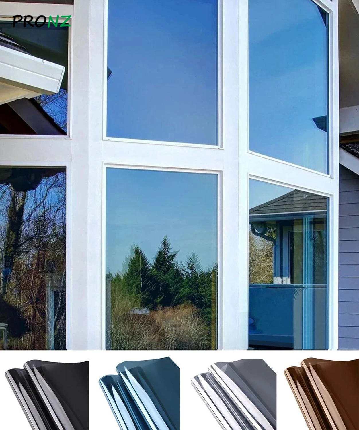 

One Way Mirror Window Film Vinyl Self-adhesive Reflective Solar Film Window Privacy Tint For Home Blue Silver Glass Stickers