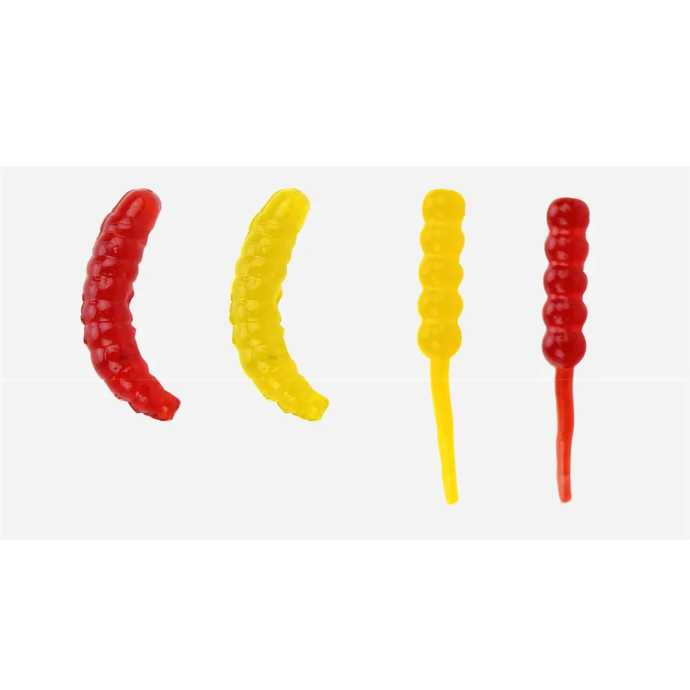 Рыболовная приманка желтая красная искусственная резиновая в виде дождевого