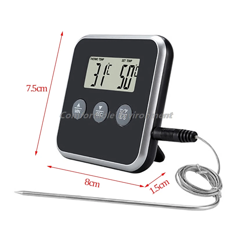 

Food Cooking Digital Probe Timer Thermometer Kitchen BBQ Thermometer Tool