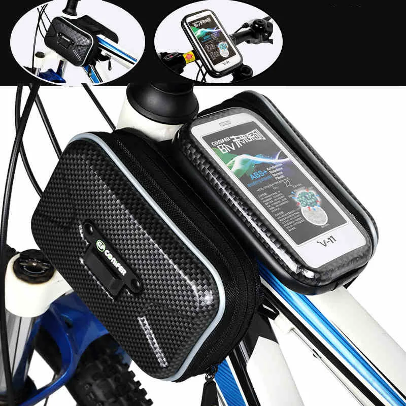 

Conifer rainproof bicycle bag rack front jack tube bicycle bag mobile phone shell touch screen bag mountain bike bicycle bag