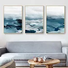 Абстрактная картина маслом, пейзаж, горный синий скандинавский Картина на холсте, постеры и принты, настенные художественные картины, декор для гостиной и дома