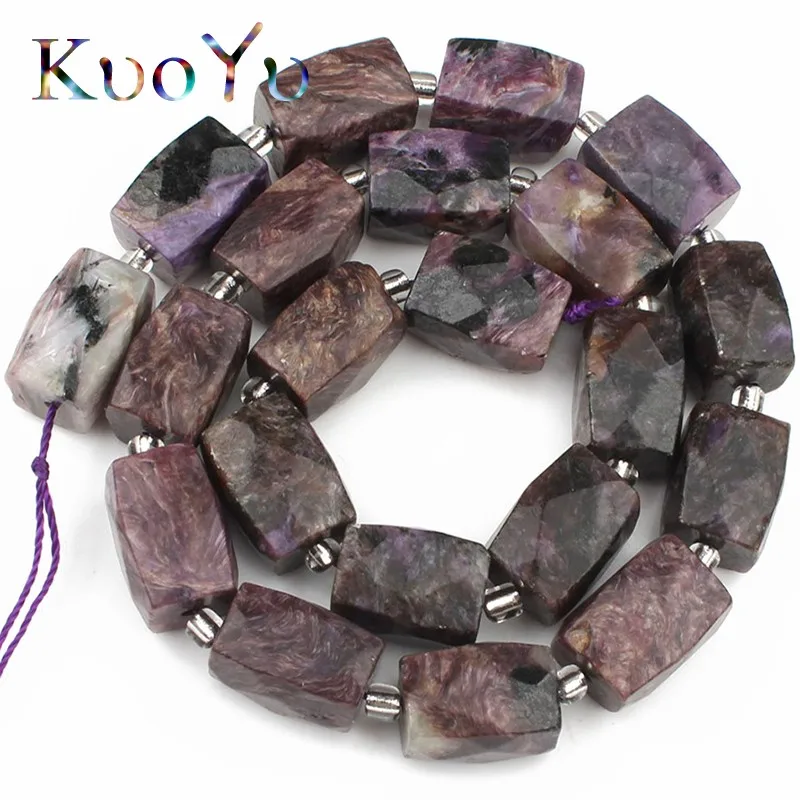 Натуральный камень Charoite каменные бусины колонна прямоугольник Свободные