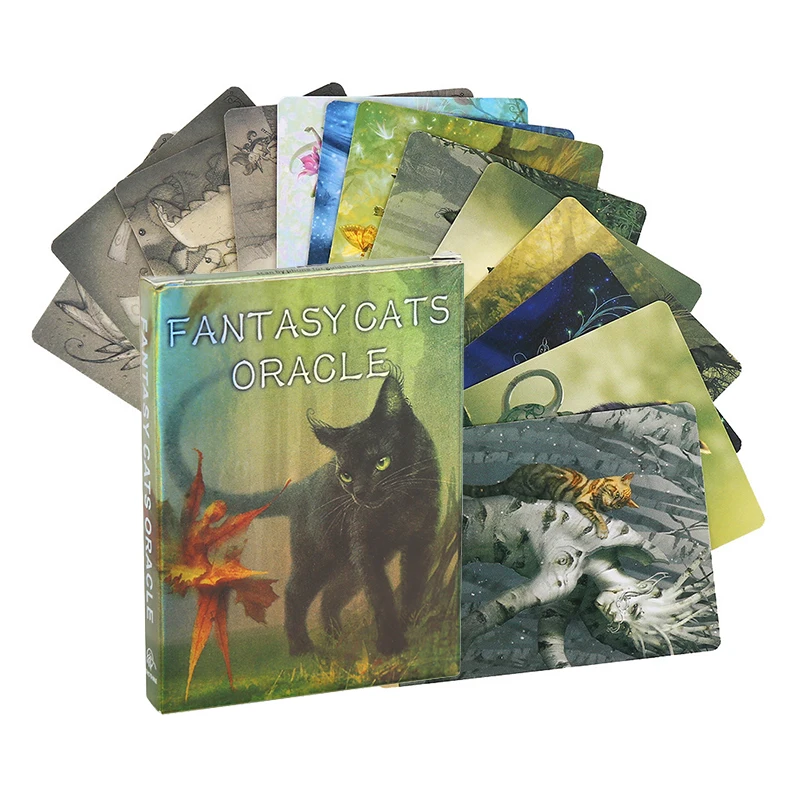 

Oracle Cards Board Game Fantasy Cats Oracle Divination Deck English PDF Guide Book Playing Tarot Cards Wisdom Home Party Family