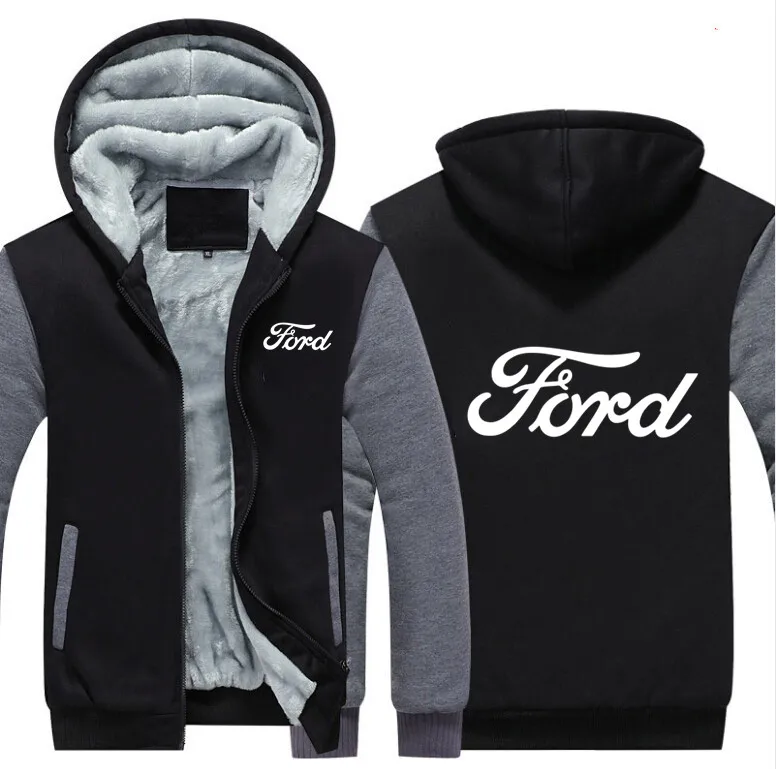 Зимняя модная мужская одежда на молнии FORD толстовки с капюшоном и пальто 5 цветов