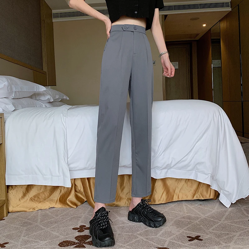 

Black Suit Pants Women's Straight Loose Girlfriends Clothes Spring/Summer Thin Korean Style High Waist Slimming Harem Casual