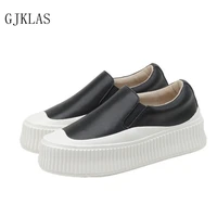 slip on platform shoes for women genuine leather sneakers white black shoes platforms real leather casual shoes sport femme