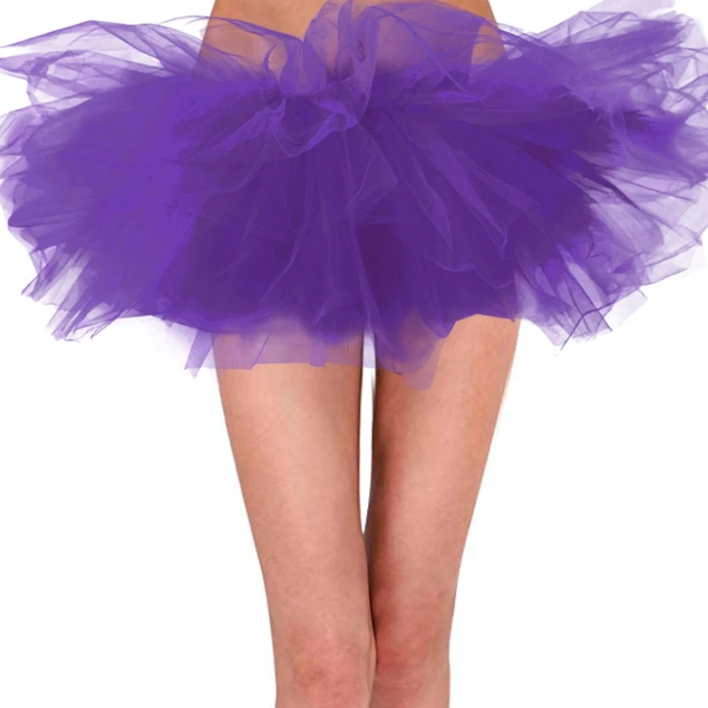 

Women 80s Mini Puffy Tutu Solid Color 6-Layered Party Dance Bubble Ballet Skirt XX9D