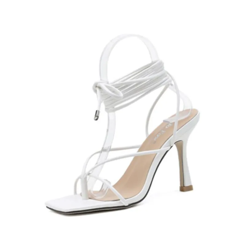 Женские босоножки на тонком каблуке 10 см BBZAI Красные в сеточку Аутентичные модные