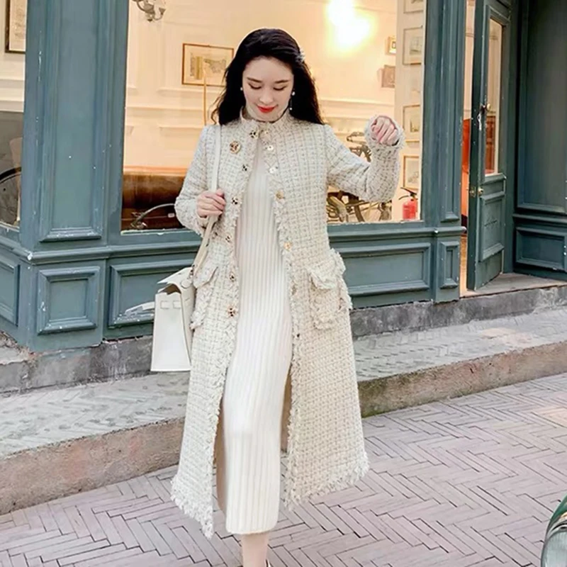 Высокое качество новинка 2019 дизайнерское пальто женское в клетку с бахромой