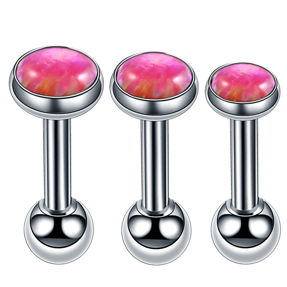 3 шт./лот Нержавеющая сталь Серьги Для Пирсинга Ушей из опалового камня