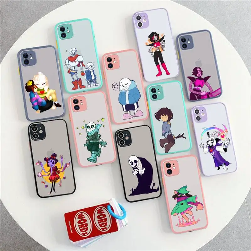 

FHNBLJ Undertale Phone Case for iPhone X XR XS 7 8 Plus 11 12 13 pro MAX 13mini Translucent Matte Shockproof Case
