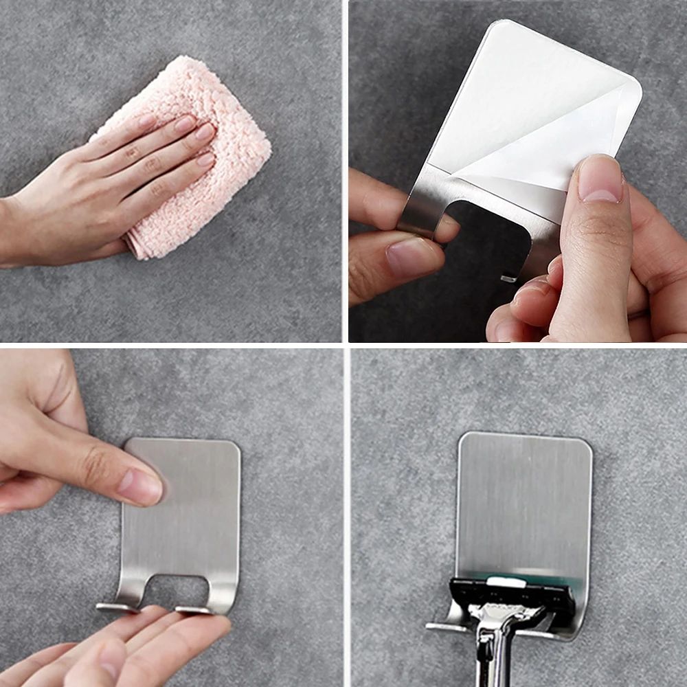 

1pcs Stainless Steel Hooks Razor Holder Razor Shelf Razor Rack Bathroom Home Kitchen Outdoor Lights Viscose Wall Hooks