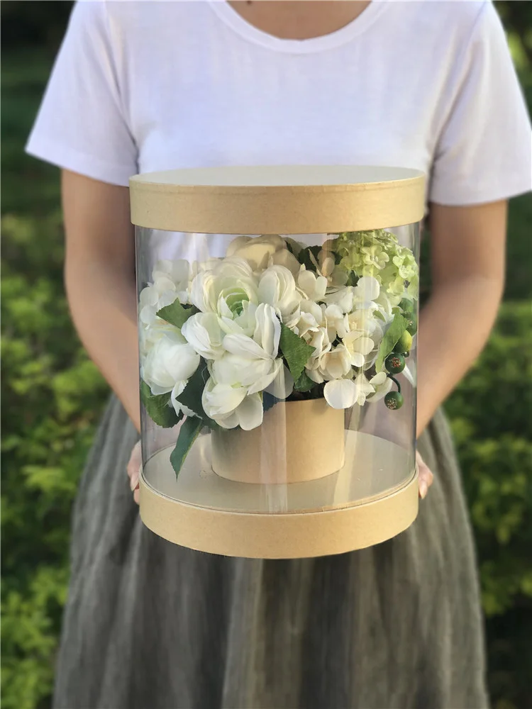 New Box Gift box PVC window round folding flower gift Round party wedding decoration 2pcs11$off | Дом и сад