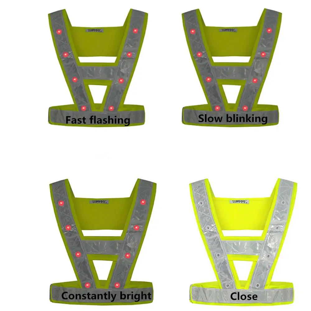 LED Light Up Safety Reflective Stripes Vest Traffic Night Warning Clothing led safety vest with Red | Освещение