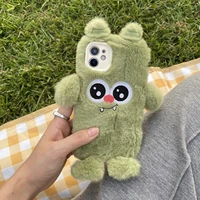 korean funny cute furry monster phone case for iphone 13 pro max 12 11 pro max x xs max xr 7 8 plus case warm plush soft cover