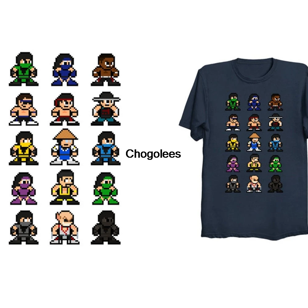 Футболка 8 бит MORTAL KOMBAT 2 в стиле ретро футболка NES 80s Sub Zero Scorpion Raiden Liu Kang Mileena Reptile Pixel