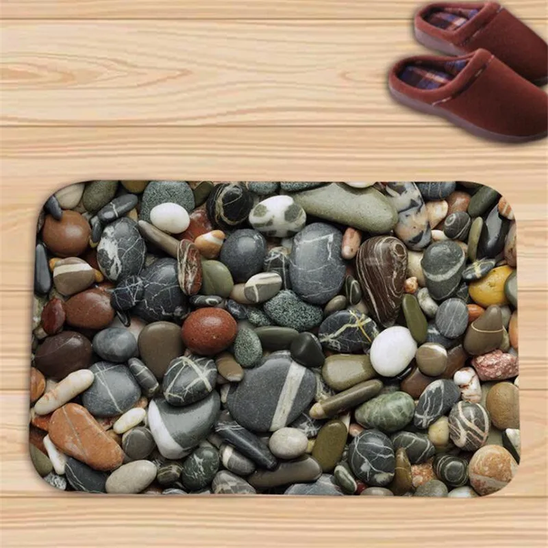 Ванная комната Душ Противоскользящий коврик 3D трехмерный камень большой круглый