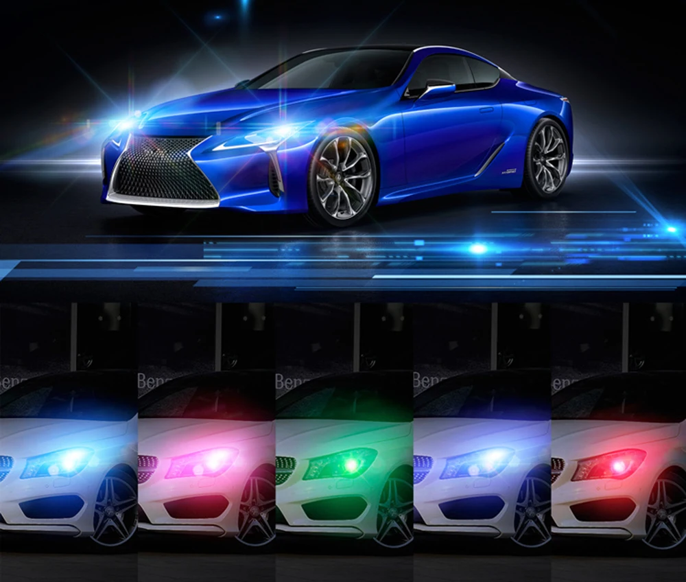 2 шт./1 комплект Автомобильные светодиодные RGB-лампы T10 W5W 5050 SMD | Автомобили и