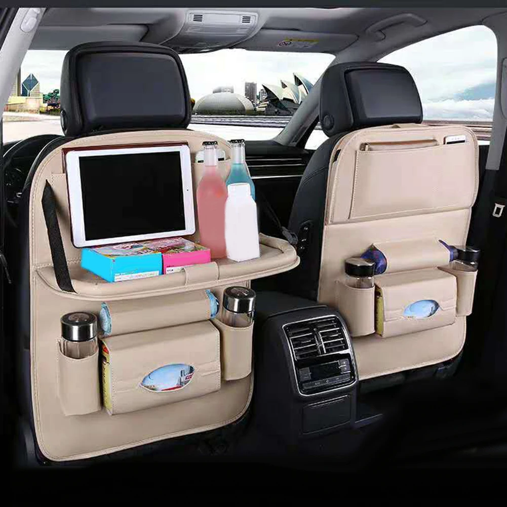 

Car Multi-pocket Seat Hanging Organizer Bag Faux Leather Folding Holder Shelf Larger Protection Storage Great Travel Accessory