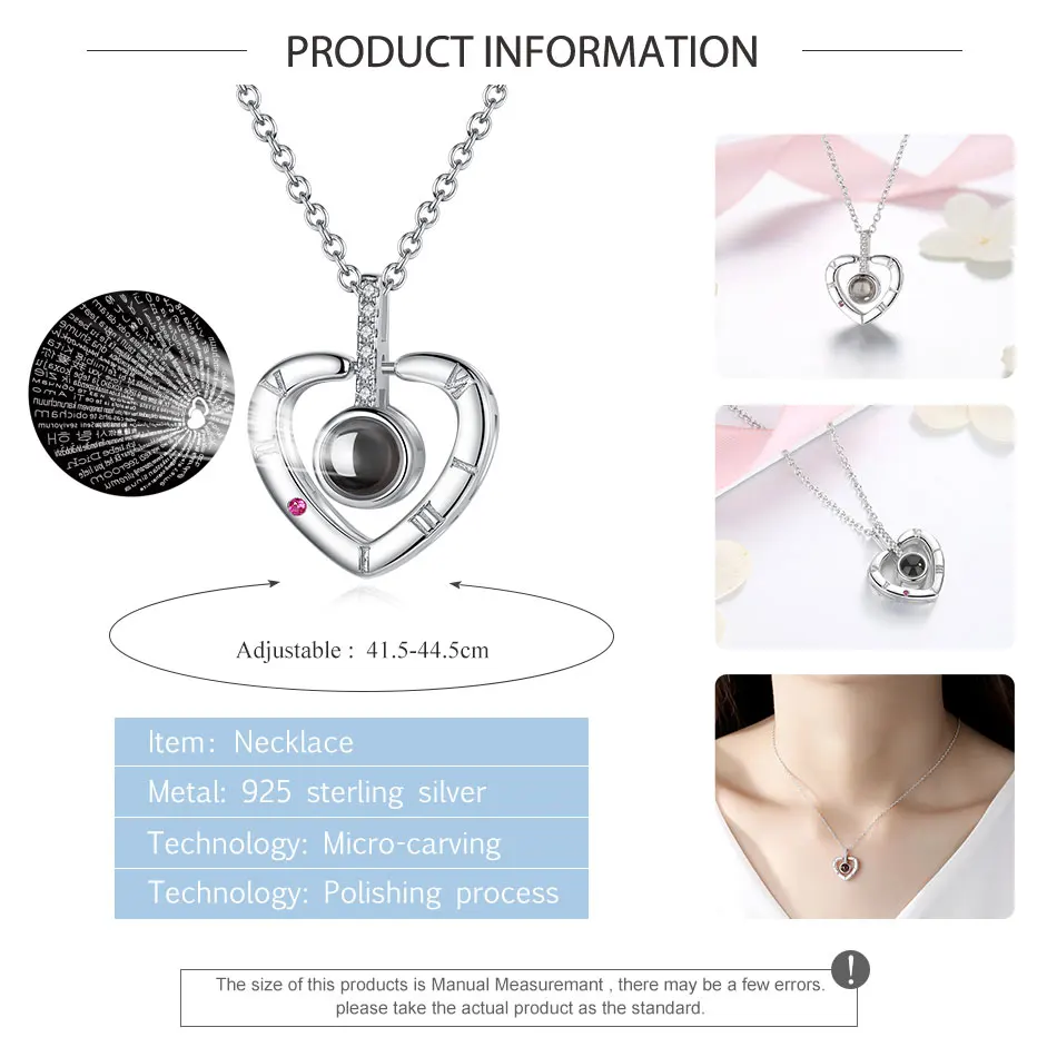 Женское колье из серебра 925 пробы с кулоном в виде сердца|necklace jewelry|sterling silver necklace925