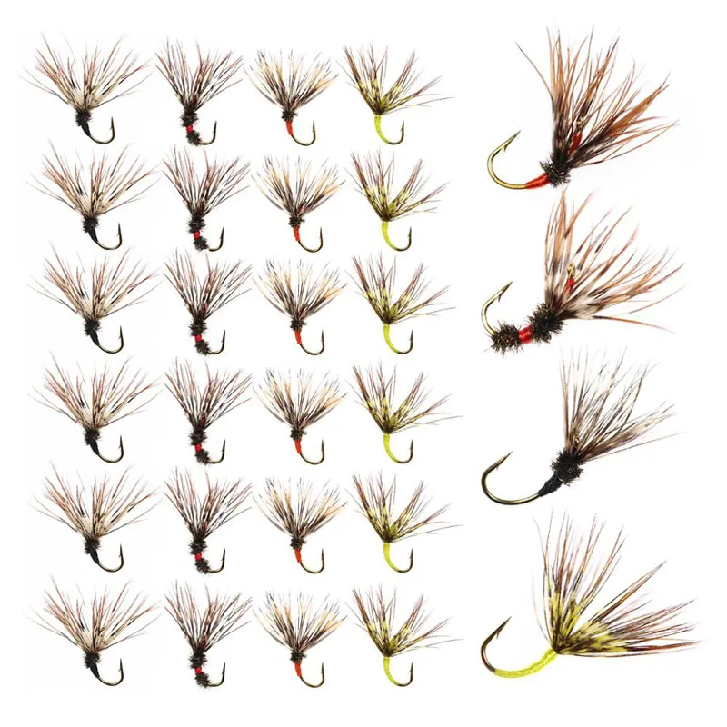 Vampfly 24 шт./кор. 12 # Ассорти Tenkara Dry Flies Midge Nymphs Fly Fishing для форели окуня Stealhead приманки