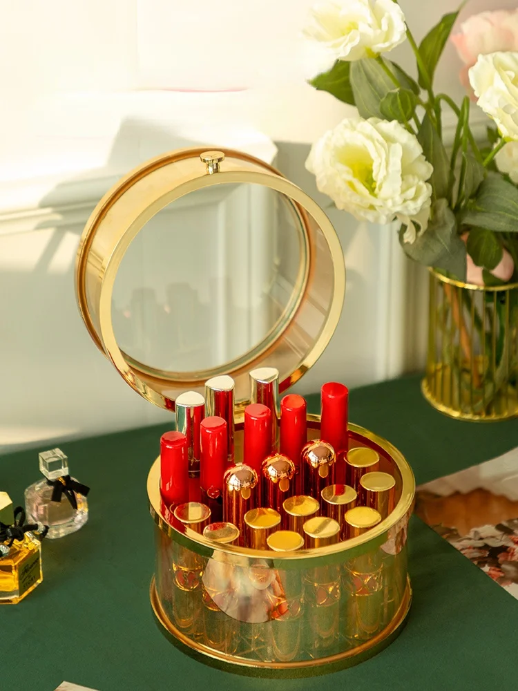 

Ящик для хранения губной помады GY, многоярусная Лаковая полка для губ, демонстрационная стойка, Пыленепроницаемая с крышкой, европейский св...