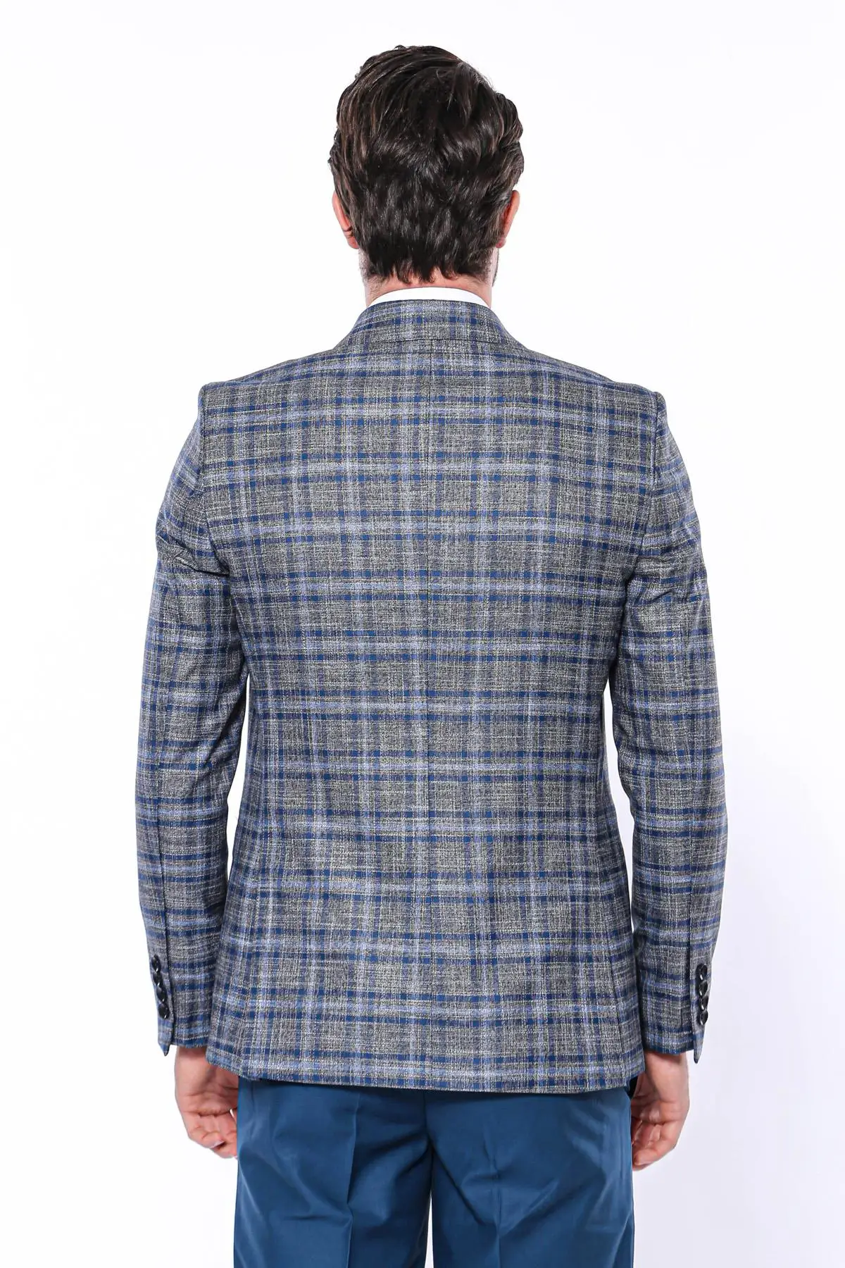 Wessi Men's Plaid Patterned Slim Fit Single Button Jacket Classic Quality Cheap Remarkable Capatible Outwear Trend Fashion