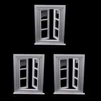 3pcs 112 scale dollhouse miniature white wooden 6 pane window frame diy builders great decoration for your doll house