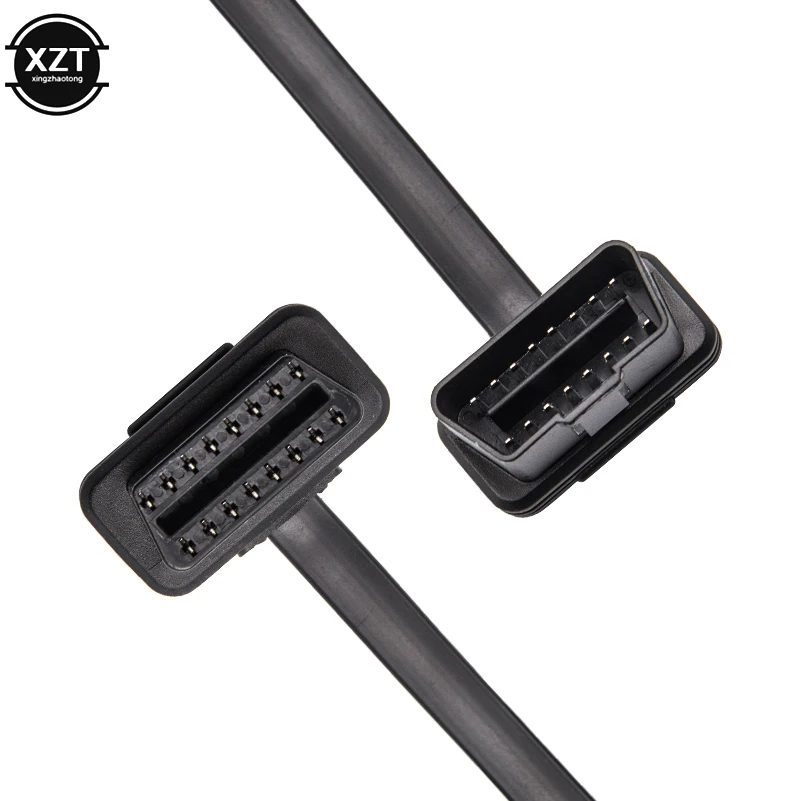 Новый плоский тонкий OBD кабель 16Pin ELM327 2 интерфейса мужчин и женщин Локоть OBDII