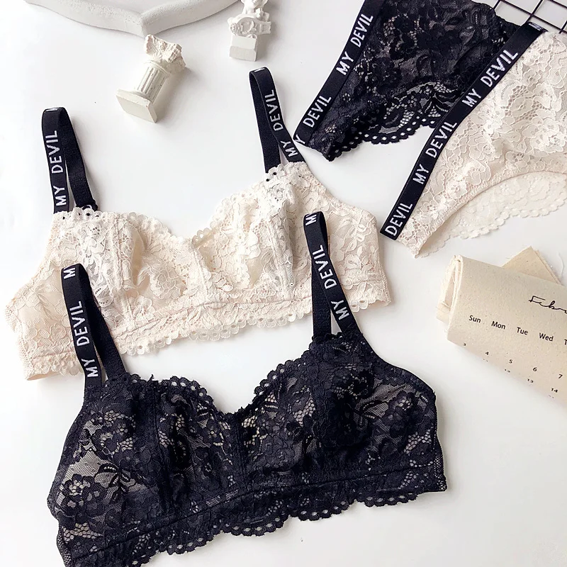 Ультратонкий кружевной бюстгальтер без косточек с треугольной чашкой комплекты