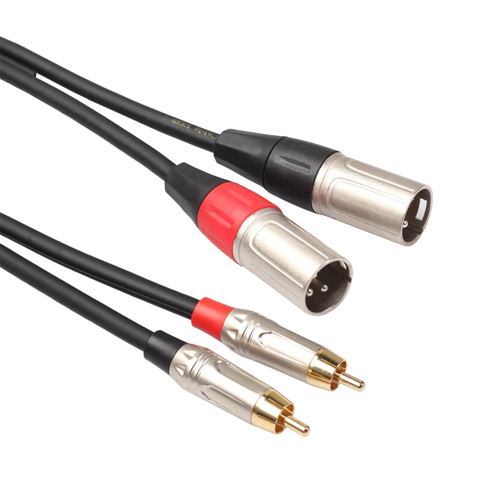 Кабель с двумя штекерами XLR и RCA аудиокабель 2 HiFi провод 4N OFC для усилителя микшера