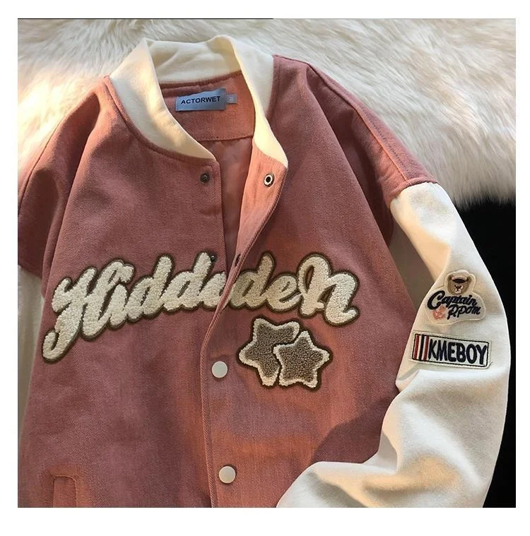 

Новая Осенняя бейсбольная куртка с Флокированной вышивкой, Женская куртка в студенческом стиле, Корейская свободная повседневная куртка, к...