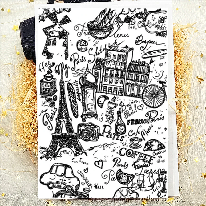 

20Pcs 11*16CM Paris Travel Text Transparent Clear Stamp Silicone Stamp/Seal DIY Scrapbooking/Photo Album Stamp Sheets Bulk Deals