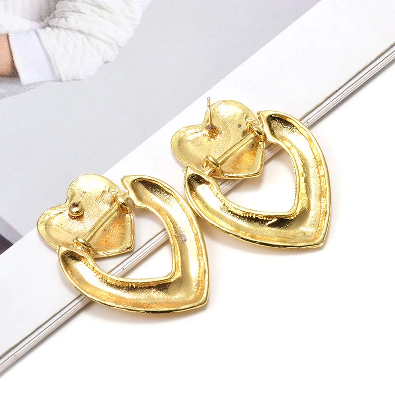 Женские Висячие серьги-подвески в форме сердца золотого и металлического цвета