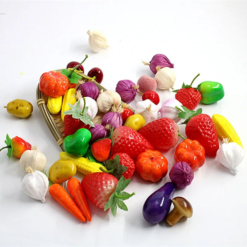 10Pcs Mini Simulation Foam Vegetable Fruit Strawberry Pineapple Banana Pepper Green Garlic Children Kitchen Game Toy Gift - купить по