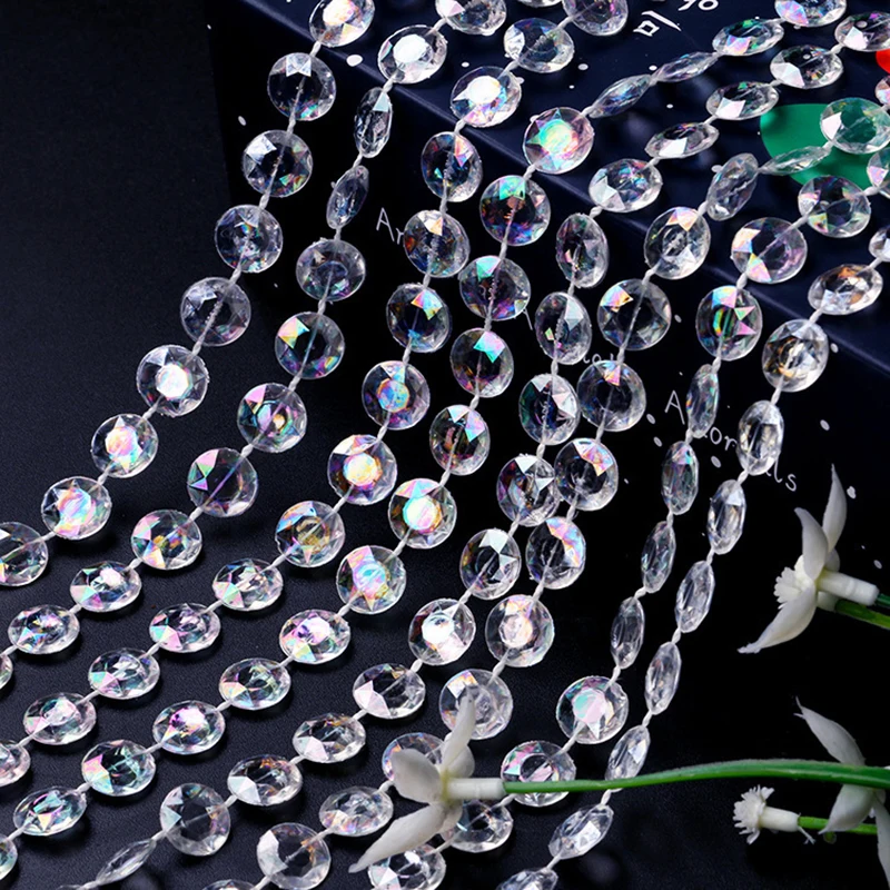 Дешево 500 г занавес с акриловыми бусинами украшение для свадебной вечеринки, сценическое украшение, Рождественская елка, бусины, цепочка, люстра, г...