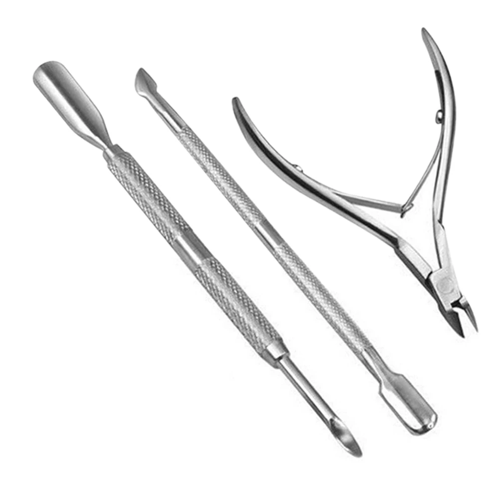 

3pcs/set Stainless Steel Spoon Nail Cuticle Pusher Remover Cutter Nipper Clipper Cut Set AC889