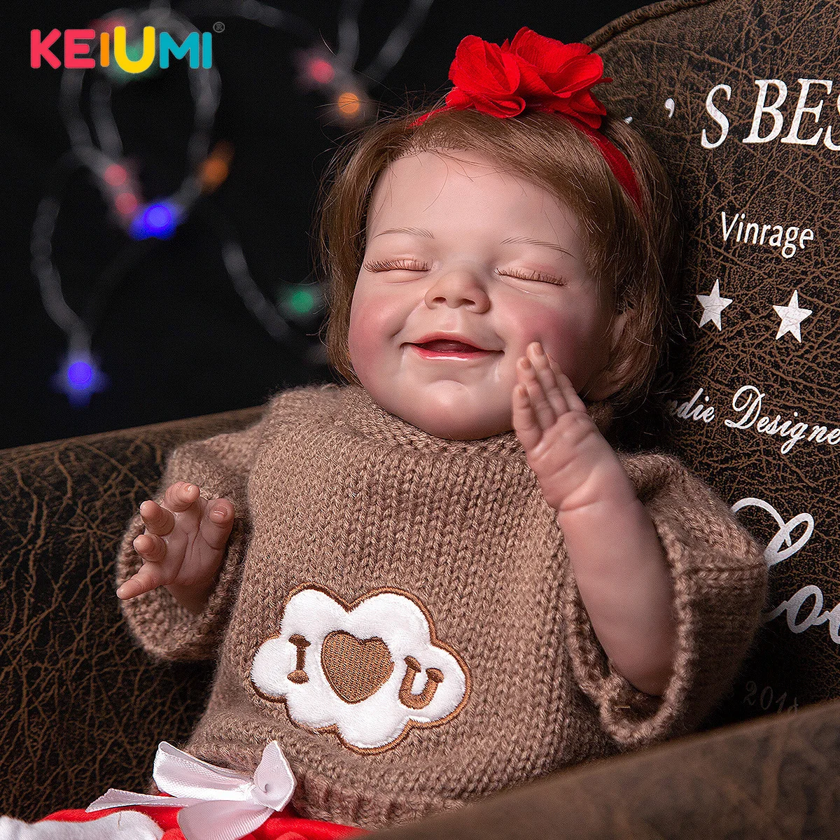 

50 CM Silicone Reborn Baby Toddler Dolls Rooted Fiber Hair Cloth Body Handmade Exquisite Sweater Suit For Children's Day Gifts