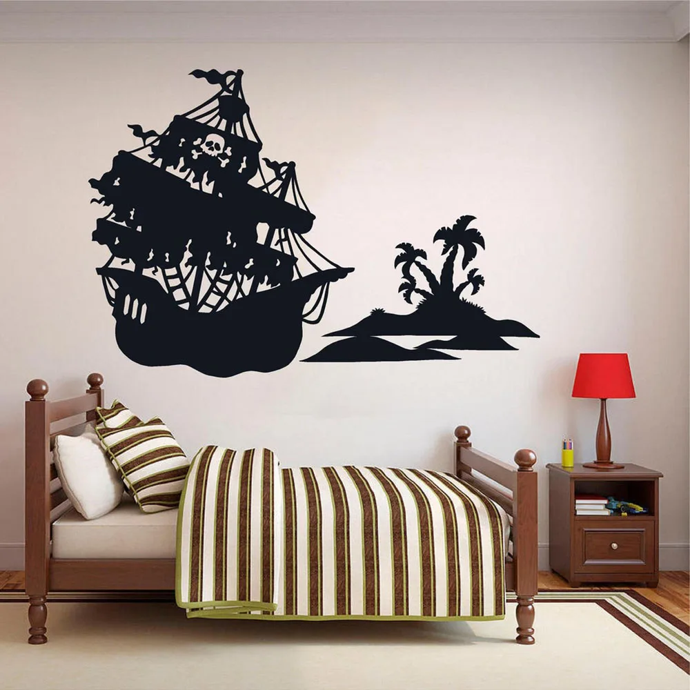 Наклейки на стену пиратский корабль острове | Дом и сад