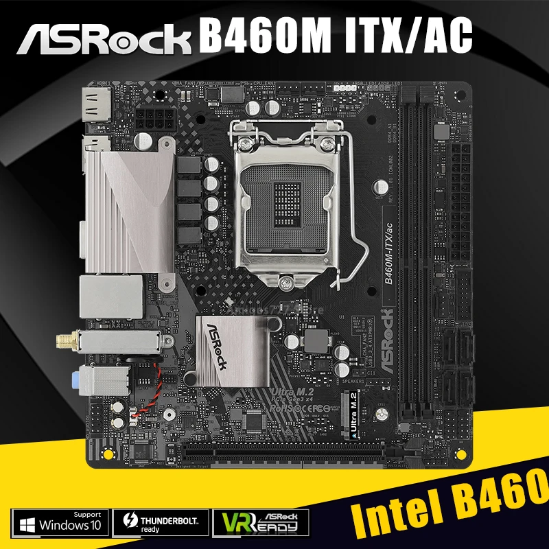 Günstig LGA 1200 ASRock B460M-ITX/AC Motherboard DDR4 PCI-E 3,0 64GB M.2 HDMI-Kompatibel Overlocking Desktop B460 Placa-Mãe Mini-ITX