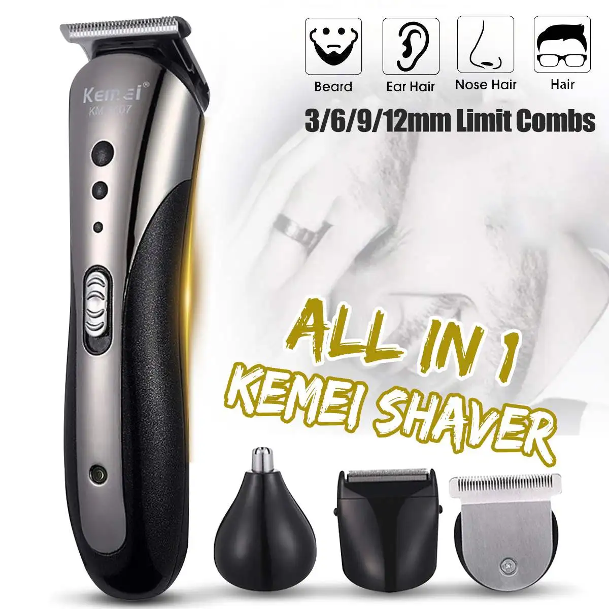 

Rechargeable Eletric Shavers Hair Clipper Nose Beard Trimmer Shaving Grooming Machine for Men Beard Electric Razor Face Cleaning